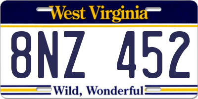 WV license plate 8NZ452