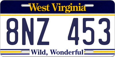 WV license plate 8NZ453
