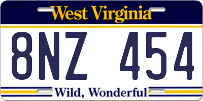 WV license plate 8NZ454