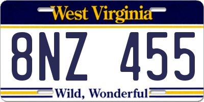 WV license plate 8NZ455