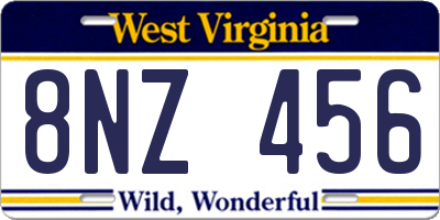 WV license plate 8NZ456