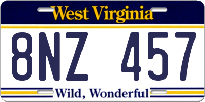 WV license plate 8NZ457