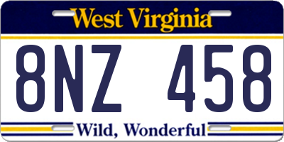 WV license plate 8NZ458