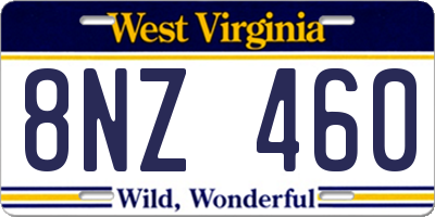 WV license plate 8NZ460