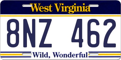WV license plate 8NZ462