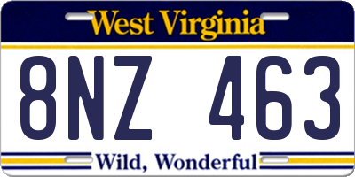 WV license plate 8NZ463
