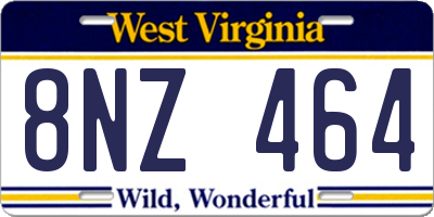 WV license plate 8NZ464