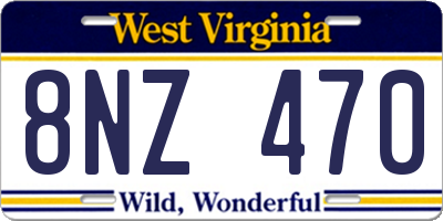 WV license plate 8NZ470