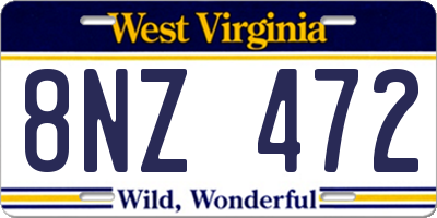 WV license plate 8NZ472