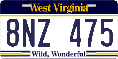 WV license plate 8NZ475