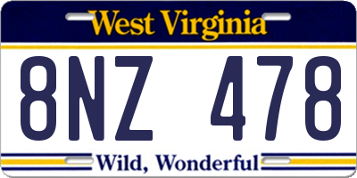 WV license plate 8NZ478