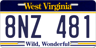 WV license plate 8NZ481