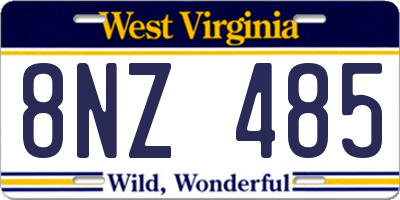 WV license plate 8NZ485