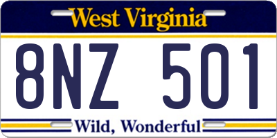 WV license plate 8NZ501