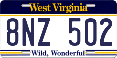 WV license plate 8NZ502