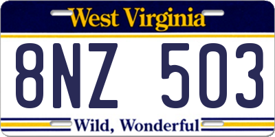 WV license plate 8NZ503