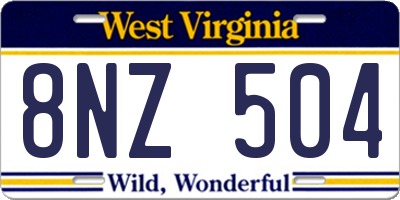 WV license plate 8NZ504