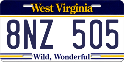 WV license plate 8NZ505