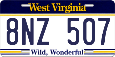 WV license plate 8NZ507