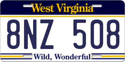 WV license plate 8NZ508