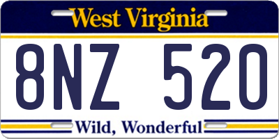 WV license plate 8NZ520