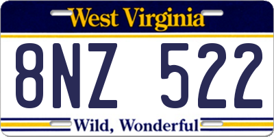 WV license plate 8NZ522