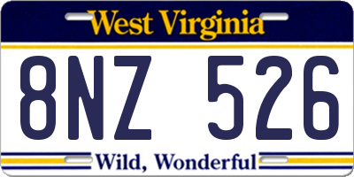 WV license plate 8NZ526