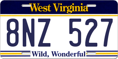WV license plate 8NZ527