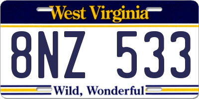 WV license plate 8NZ533