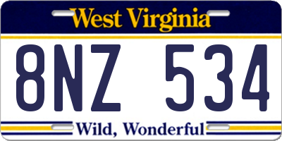WV license plate 8NZ534