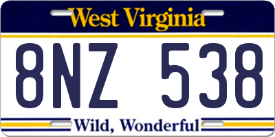 WV license plate 8NZ538