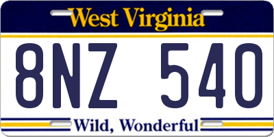 WV license plate 8NZ540