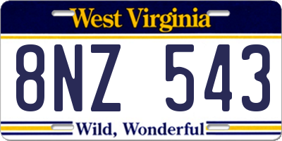 WV license plate 8NZ543