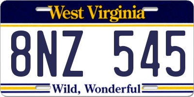 WV license plate 8NZ545
