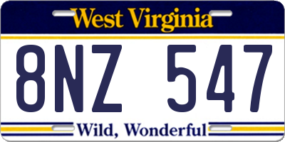 WV license plate 8NZ547