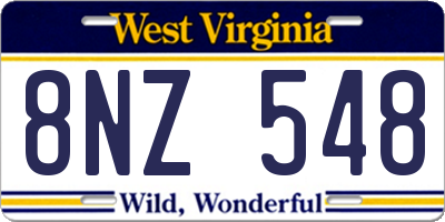 WV license plate 8NZ548