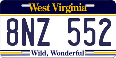 WV license plate 8NZ552