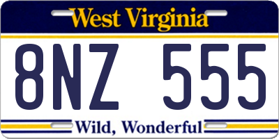 WV license plate 8NZ555