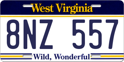 WV license plate 8NZ557