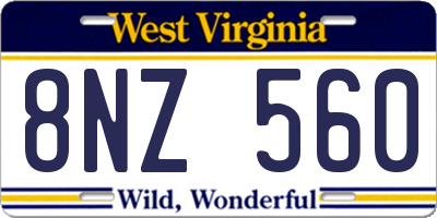 WV license plate 8NZ560