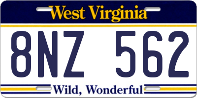 WV license plate 8NZ562