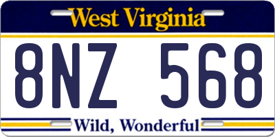 WV license plate 8NZ568