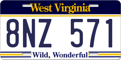 WV license plate 8NZ571
