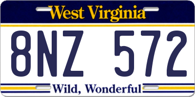 WV license plate 8NZ572