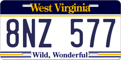 WV license plate 8NZ577