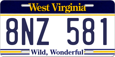WV license plate 8NZ581