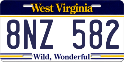 WV license plate 8NZ582