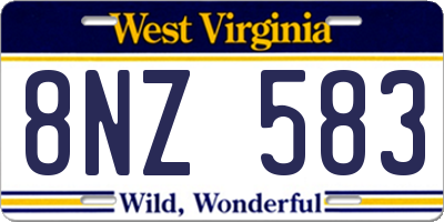 WV license plate 8NZ583