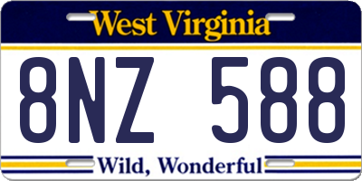 WV license plate 8NZ588