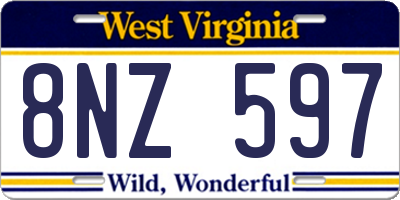 WV license plate 8NZ597